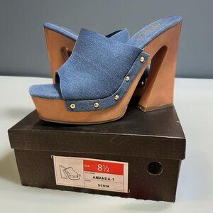 Liliana Denim Platform Mules • Y2K Chunky Heels • New In Box • Size 10